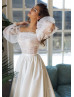 Beaded White Tulle Satin Chic Wedding Dress